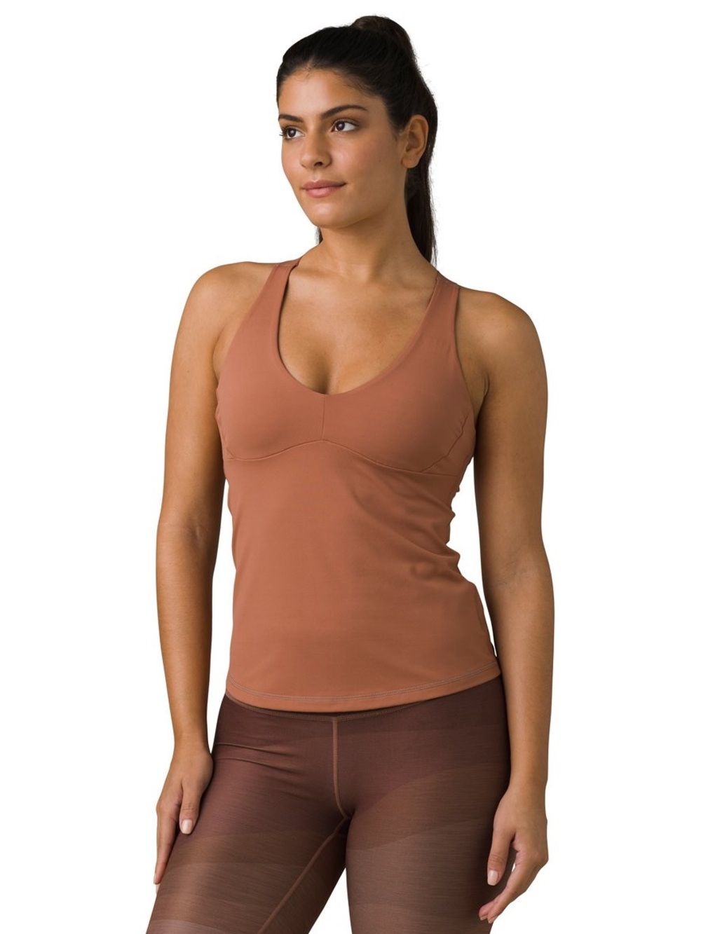 Prana Layna Cross Back Tank M Shelf Bra Yoga Terracotta Athletic Gym Workout